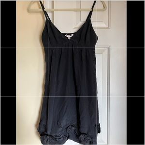 Rebecca Taylor Embroidered 100% Silk Black  Flower Dress